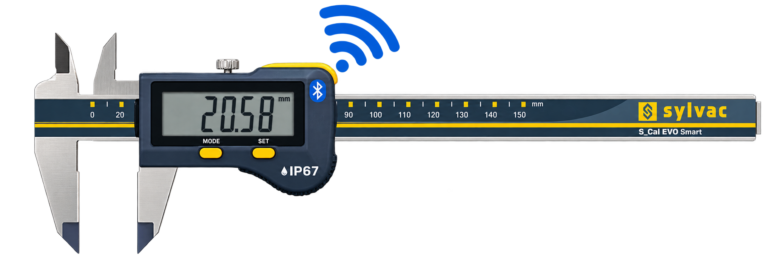 Calibre Sylvac conectado por Bluetooth a una máquina Sylvac SCAN